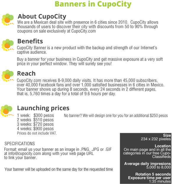 Banner in CupoClassifieds by CupoCity.